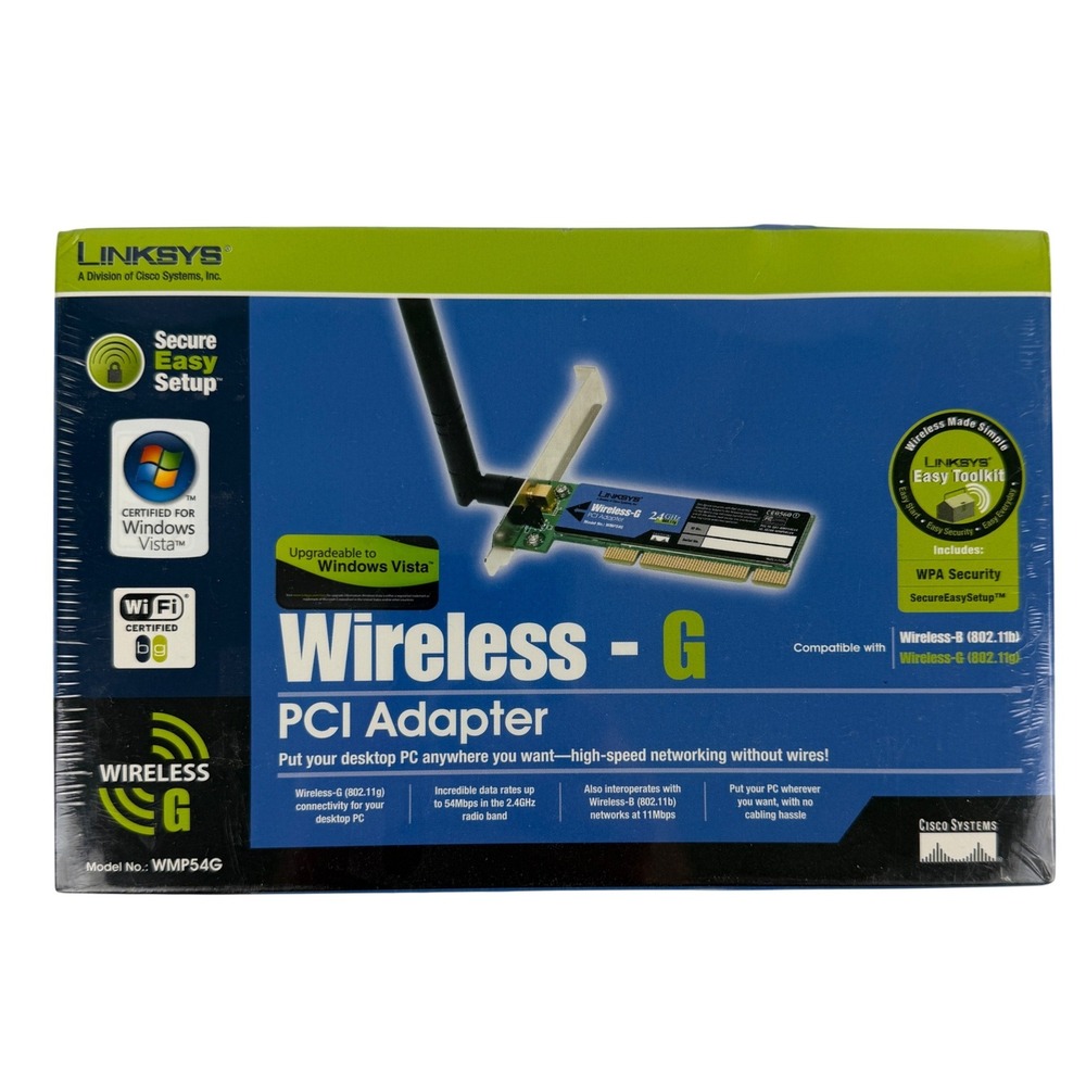 Linksys Wireless-G PCI Adapter 2.4GHz 802.11g Desktop Network Card WMP54G New